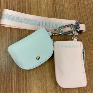 Lululemon Pink and White/grey Pouch Set